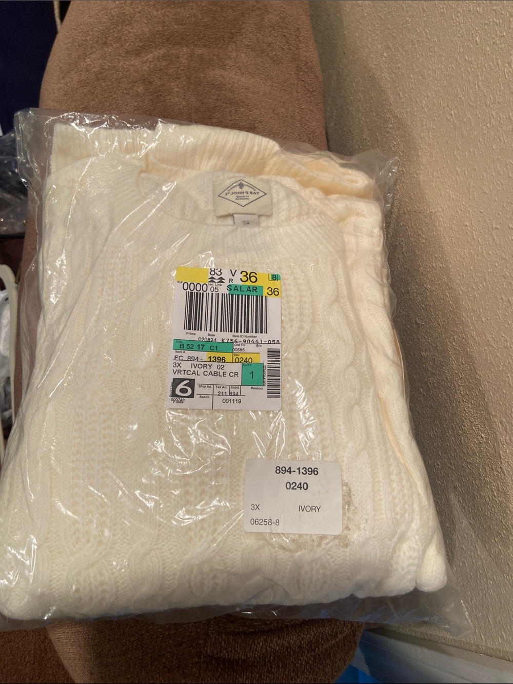 St. John's Bay Ivory Cable Crewneck Sweater